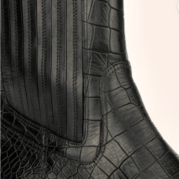 NEW Vintage Foundry Co. Main Croc Embossed Black Leather Ankle Boot Size 7.5 - Picture 5 of 16